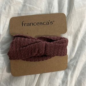 Mauve colored crochet style headband